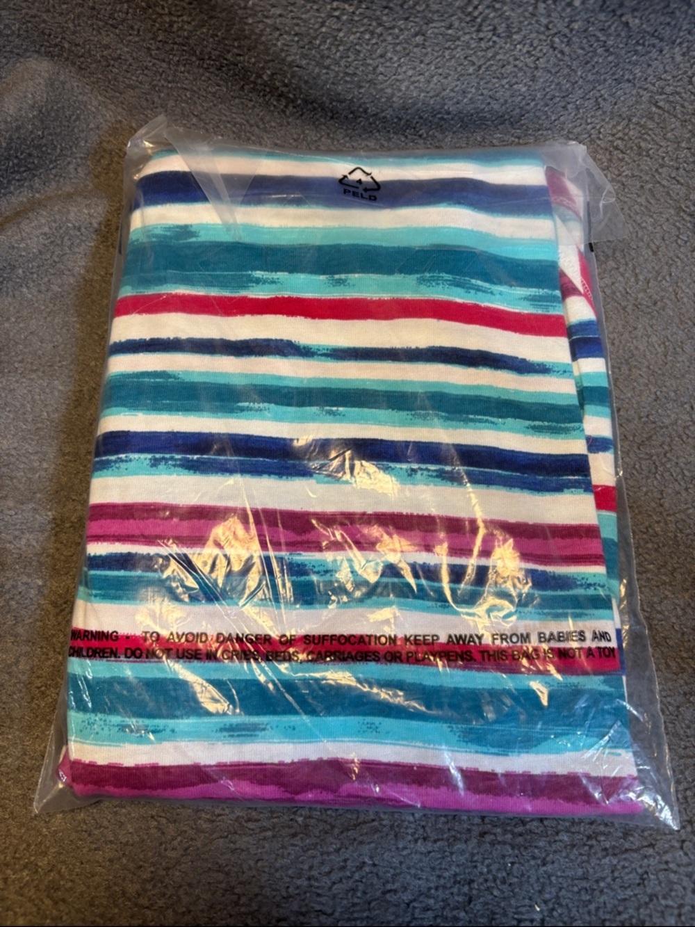 Woman Within Multicolor Striped Women’s Top - Blue, Teal, Pink, White - Picture 2 of 2